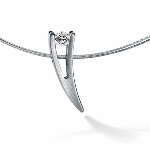 Diamantanhänger, Brillant 0,06 oder 0,10 ct. TW VS, V-STYLE Edelstahl