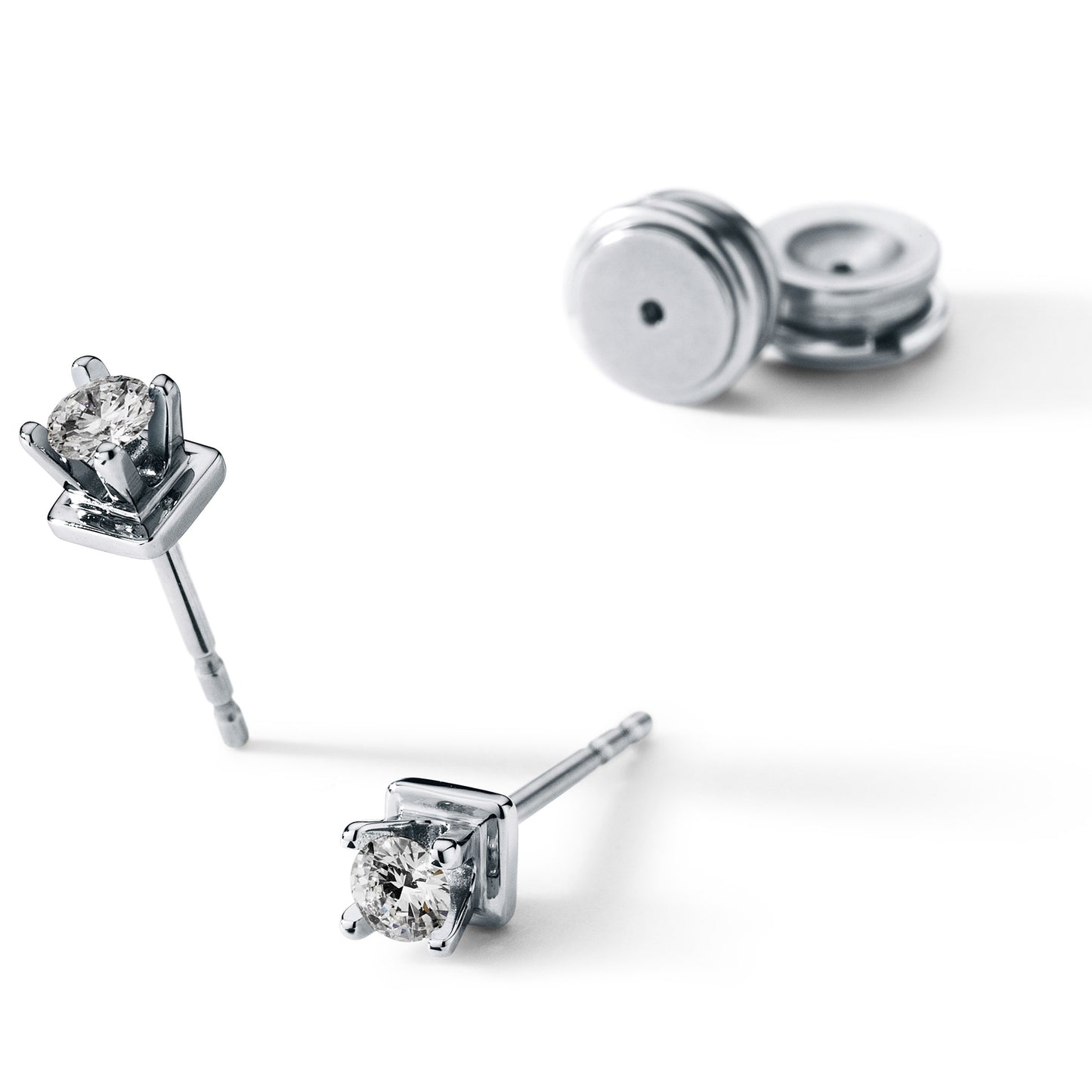 Diamantohrstecker mit Brillanten á 0,10 ct. TW VS, Krappenfassung, PRINCESS Edelstahl