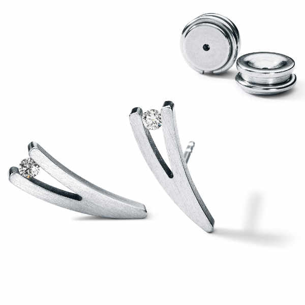 Diamantohrstecker mit Brillanten á 0,03 ct. TW VS, V-STYLE, Edelstahl