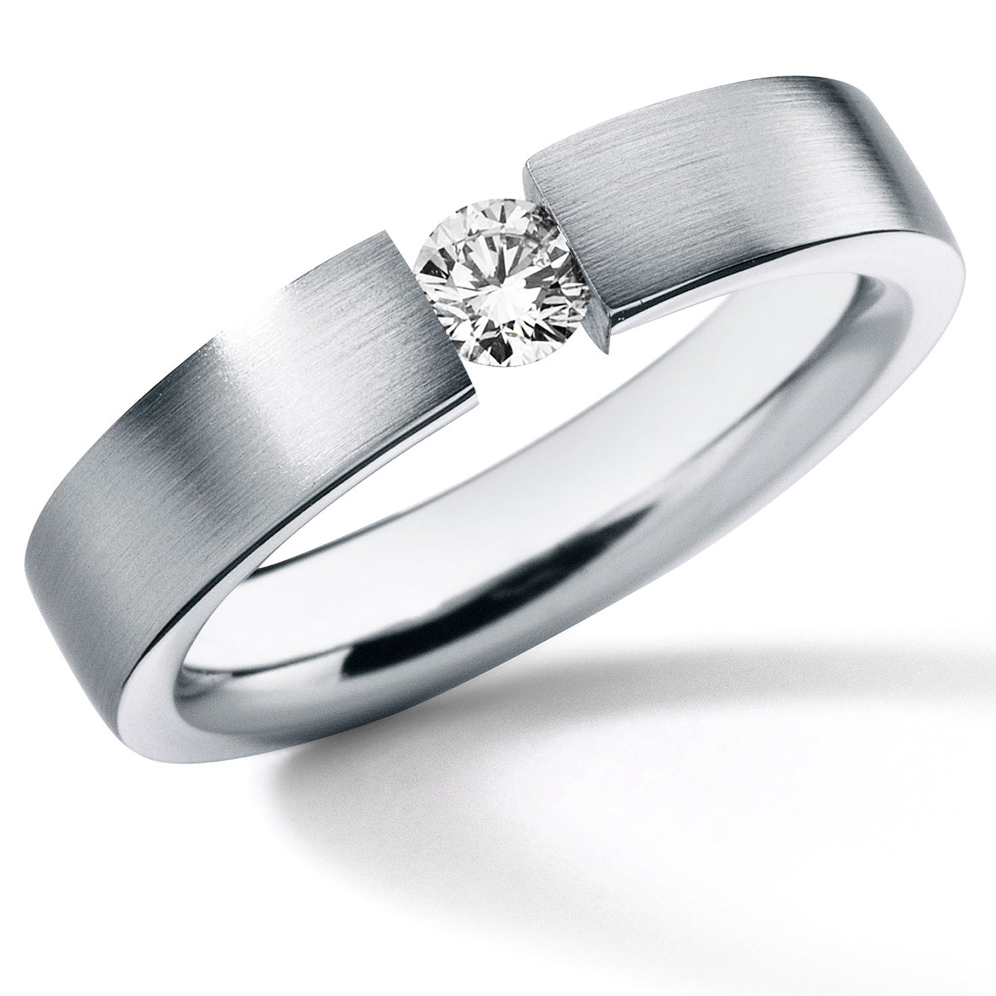 DIAMANTRING mit BRILLANTEN VON 0,03 CT. BIS 0,25 CT. EINGESPANNT, TW VS, CLASSIC GERADE GEFASST, Ringbreite 4,5 MM, EDELSTAHL