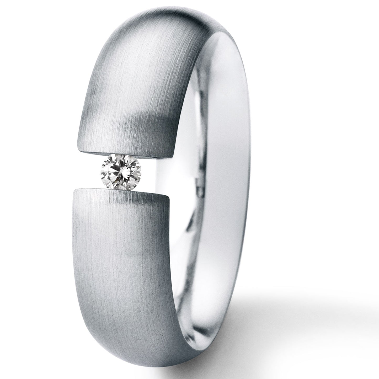 Diamantring mit Brillant 0,06 ct. TW VS, bombiert gerade gefasst, Ringbreite 6,5 mm, Edelstahl