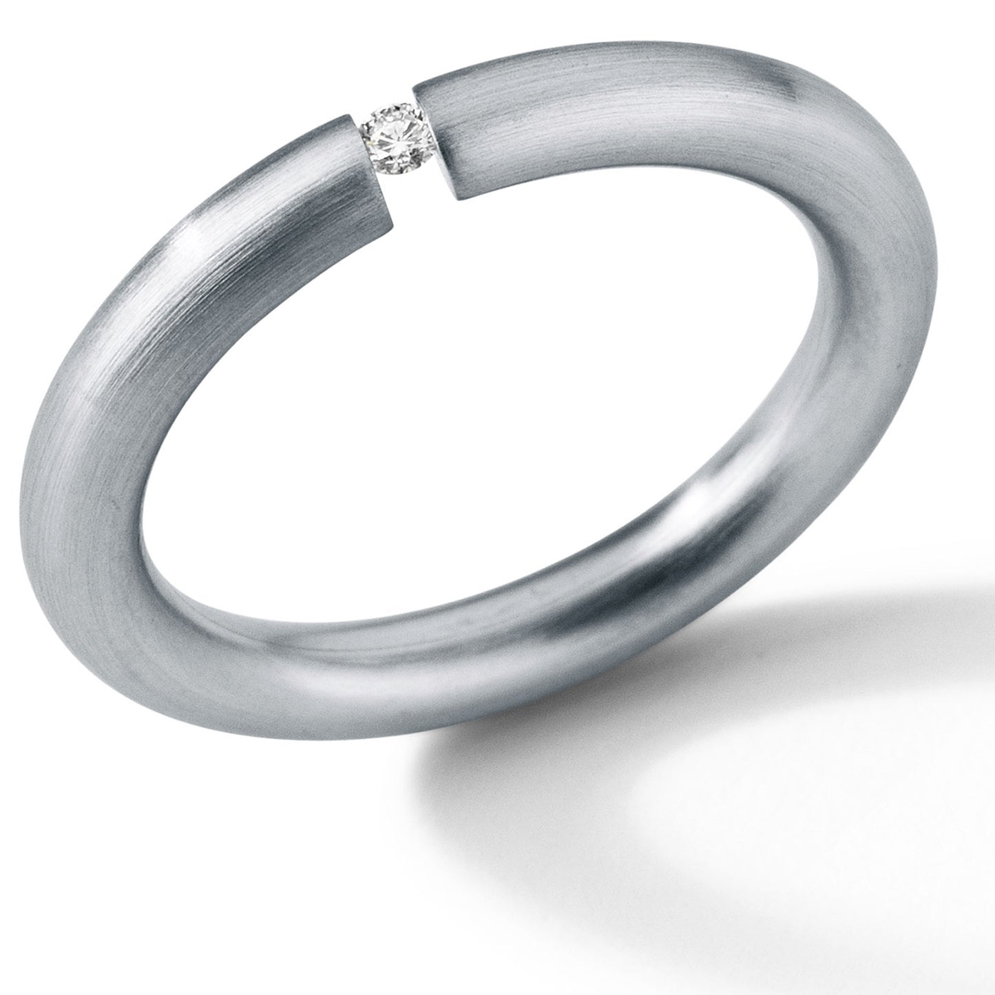 Diamantring mit Brillant 0,03 ct. TW VS, Rundprofil 3 mm Durchmesser, Edelstahl