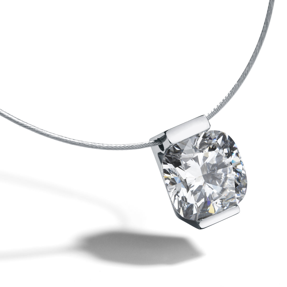 ONE Lab Diamondcollier Cushion Cut 1,5 ct. TW VS 2, Edelstahl mit Seil 0,5 mm