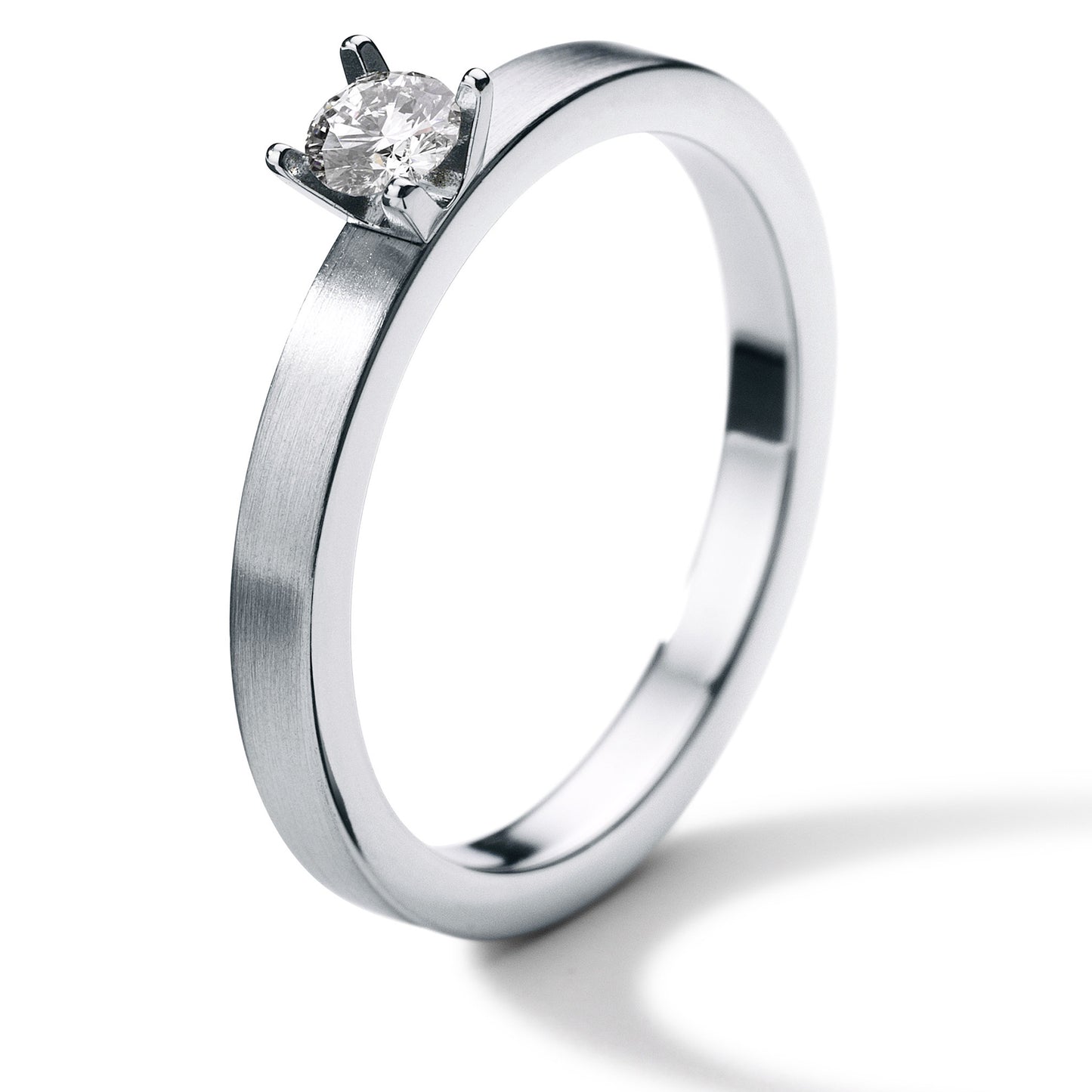 Diamantring mit Brillanten von 0,10 bis 0,20 ct. TW VS, PRINCESS, Ringschiene 2,5 mm breit, Edelstahl