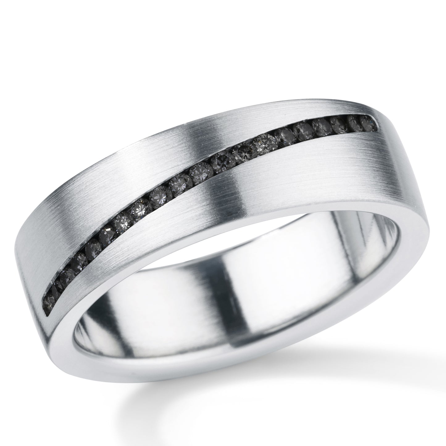 Diamantring mit 20 Brillanten á 0,008 ct. (total 0,16 ct) TW VS, VENICE, Ringbreite 6 mm, Edelstahl, Diamantreihe weiß oder schwarz