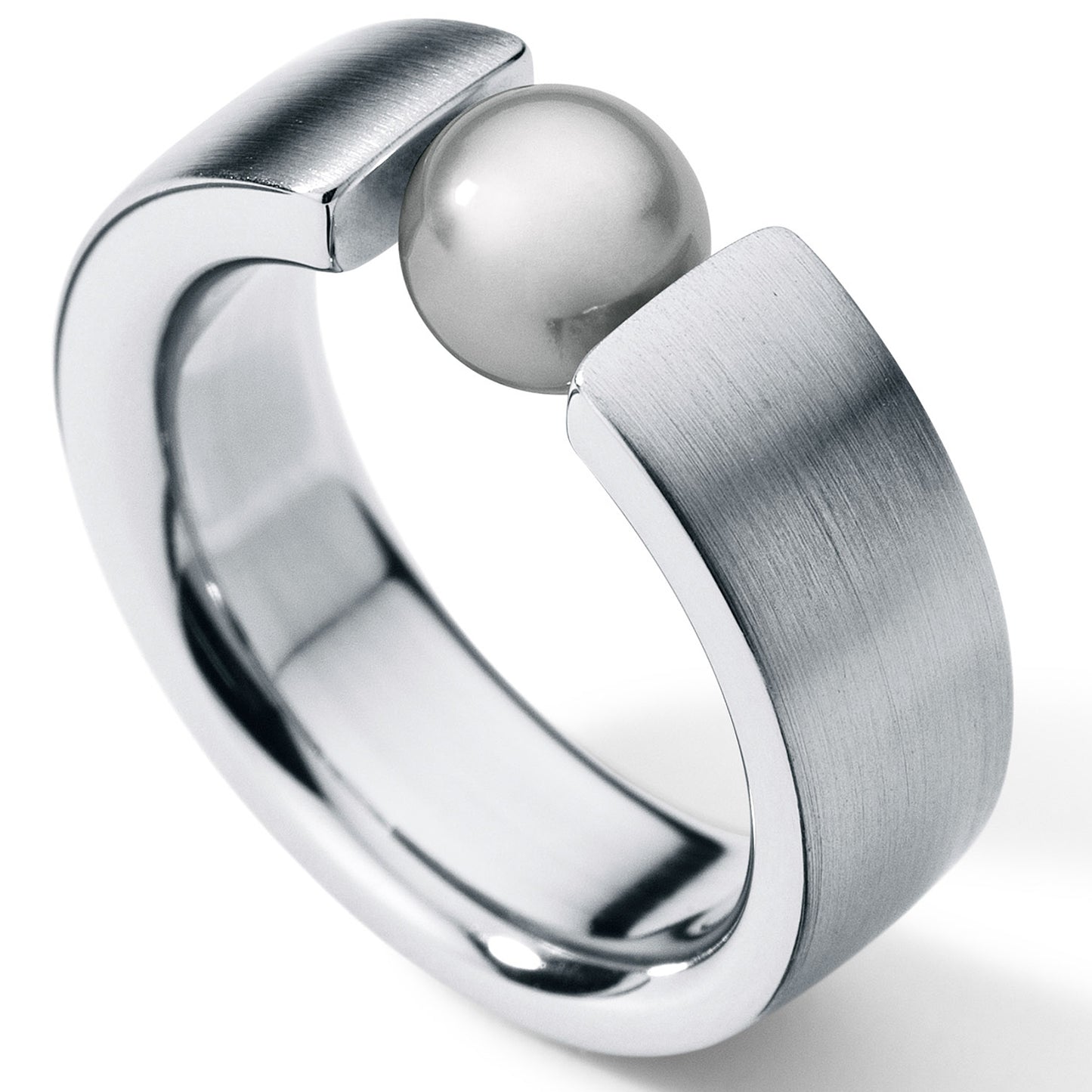 Perlring 7,0 mm breit, Edelstahl, Gerade Fassung