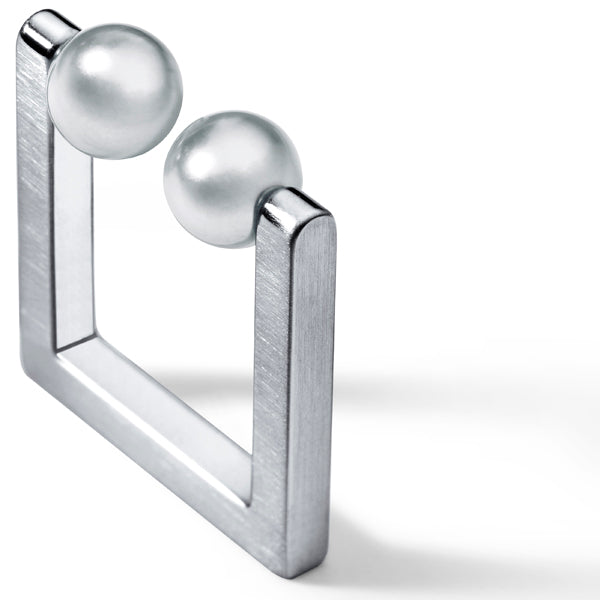 Perlring QUADRA, Edelstahl viereckige Ringschiene