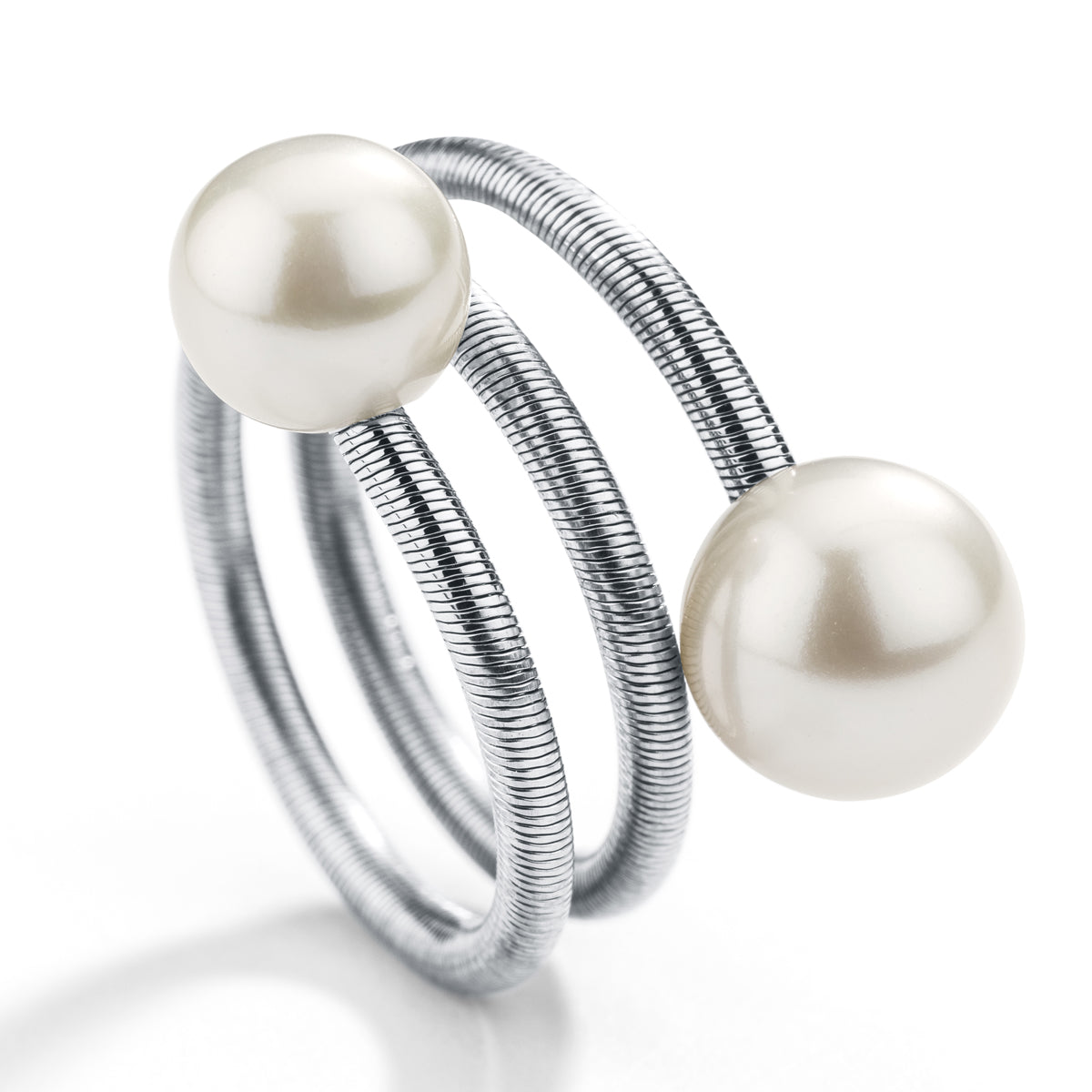 TWISTER der elastische Ring mit Tahitiperle und Süßwasserperle