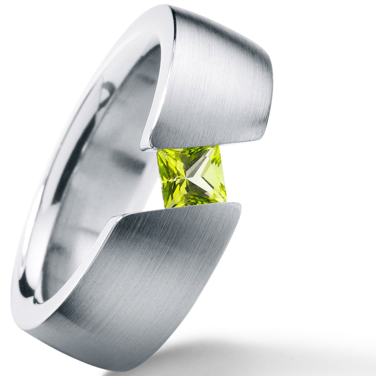 Farbsteinring CLASSIC, 7,0 mm, schräg, Edelstahl