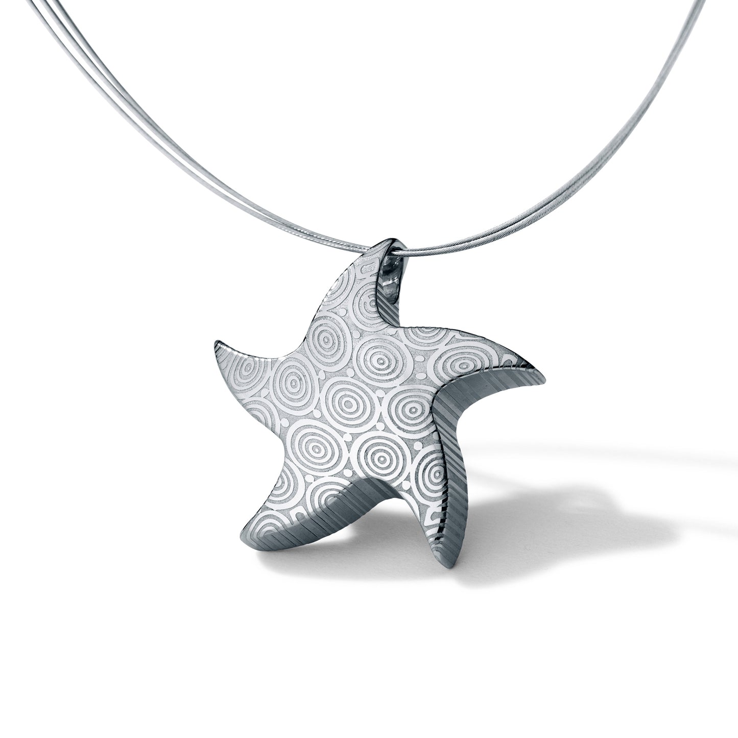 Diamantanhänger STERN, Brillant 0,02 ct. TW VS, Edelstahl oder Damaszenerstahl 20 mm