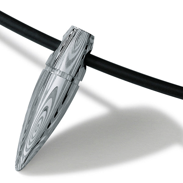 Diamantanhänger BULLET wahlweise aus Edelstahl mit Brillantspitze oder Damaszenerstahl