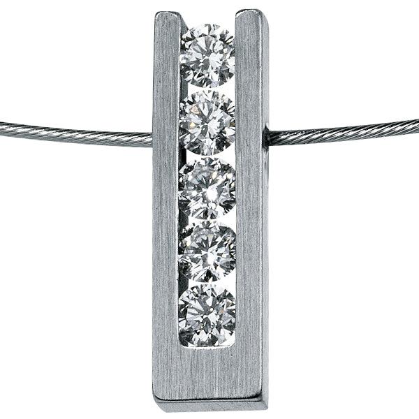 Diamantanhänger New York, mit 5 x 0,06 (gesamt 0,30 ct) ct. oder 5 x 0,10 (gesamt 0,50 ct) ct, TW-VS, Edelstahl