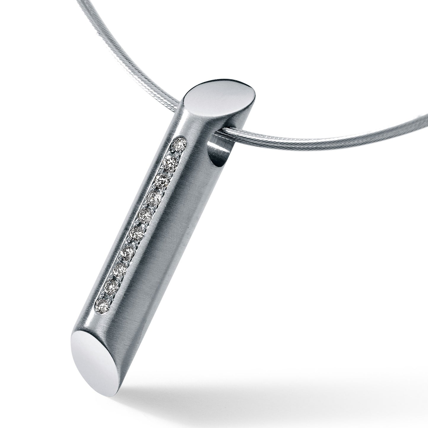 Diamantanhänger PENDEL Ø 5 mm, Brillanten TW VS in verschiedenen Größen oder 10 Stück in einer Reihe Edelstahl