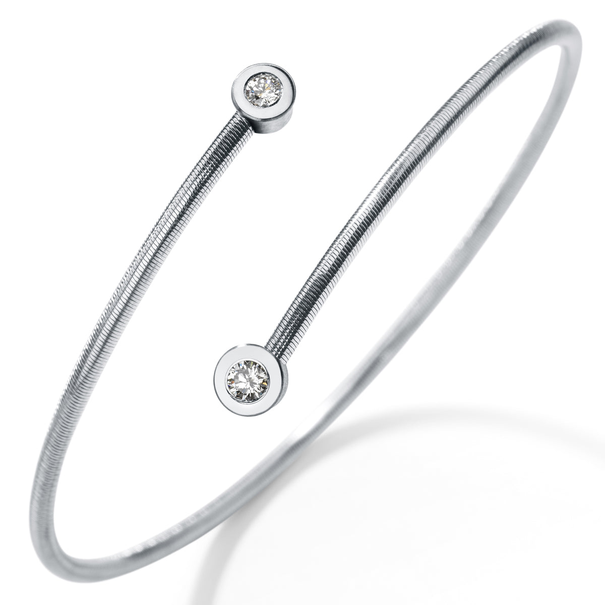 Diamantarmreif TWISTER elastisch, Brillant(en) TW VS in verschiedenen Größen erhältlich, Edelstahl