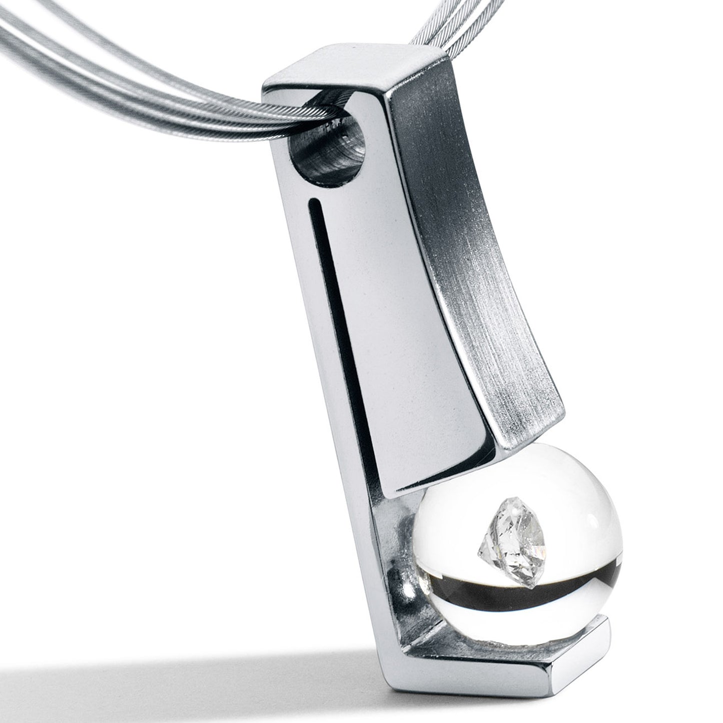 Diamantanhänger DIAMONDS IN GLASS, Brillant 0,03 oder 0,06 ct. TW-VS, Kugel 8 mm