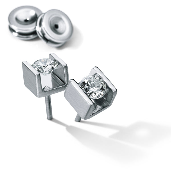 Diamantohrstecker mit Brillanten bis jeweils 0,25 ct. TV VS, CUBE, Edelstahl (1 Paar)