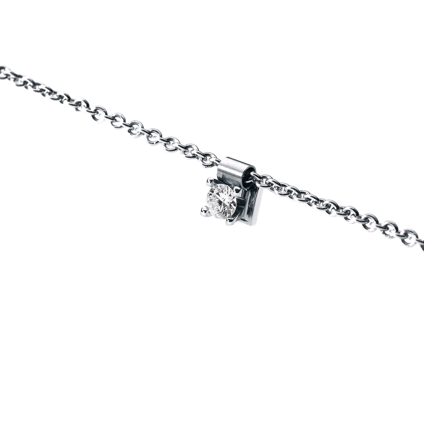 Diamantcollier mit Brillant 0,10 ct. TW VS, Krappenfassung, PRINCESS, Ankerkette 1,5 mm