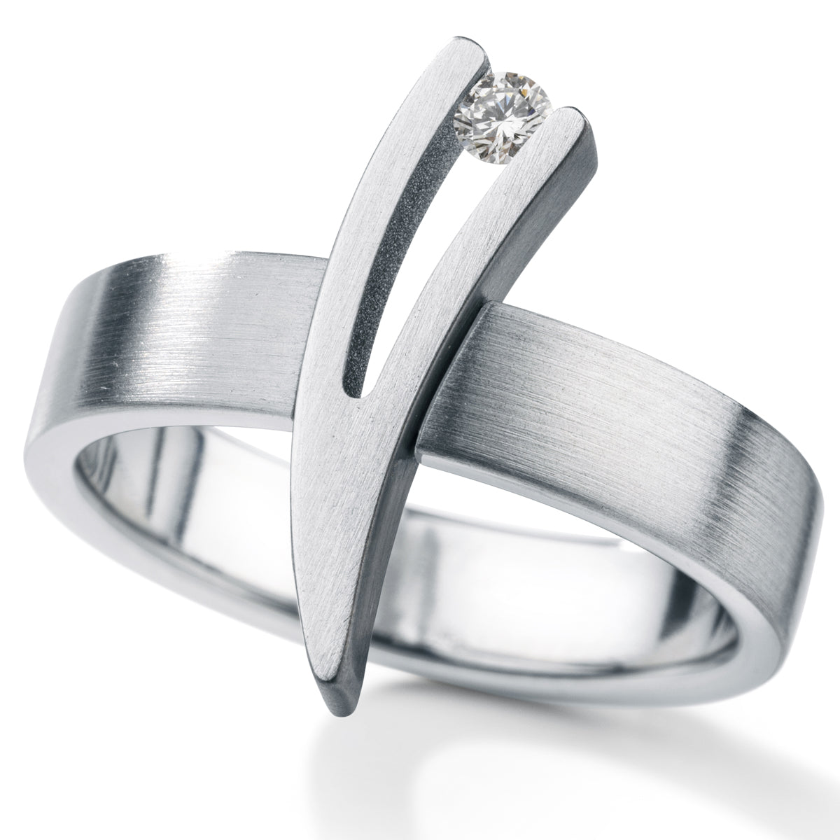 DIAMANTRING mit BRILLANT 0,03 CT. TW VS, Ringbreite 4,5 MM, Edelstahl V-STYLE