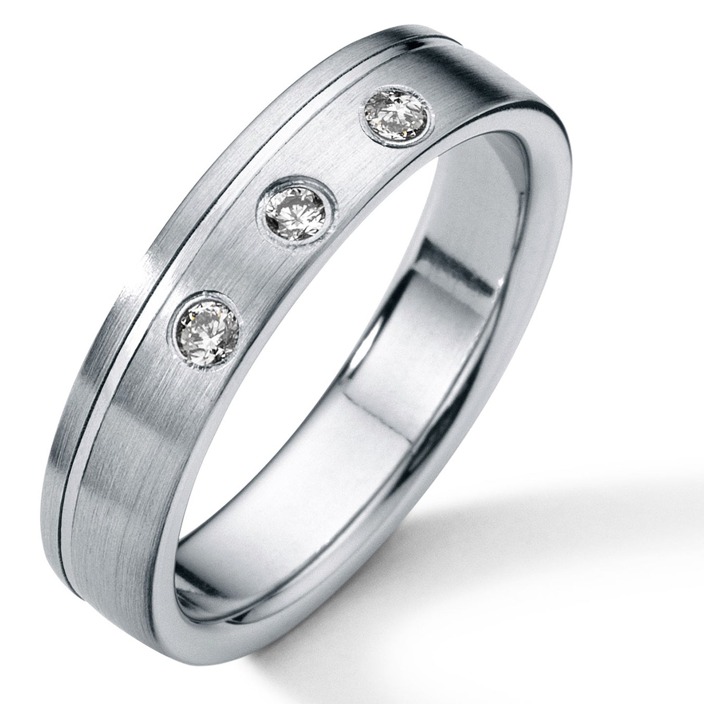 Diamantring mit Brillant 0,03 ct. TW VS, Ringbreite 4,5 mm, Edelstahl mit Ornamenten