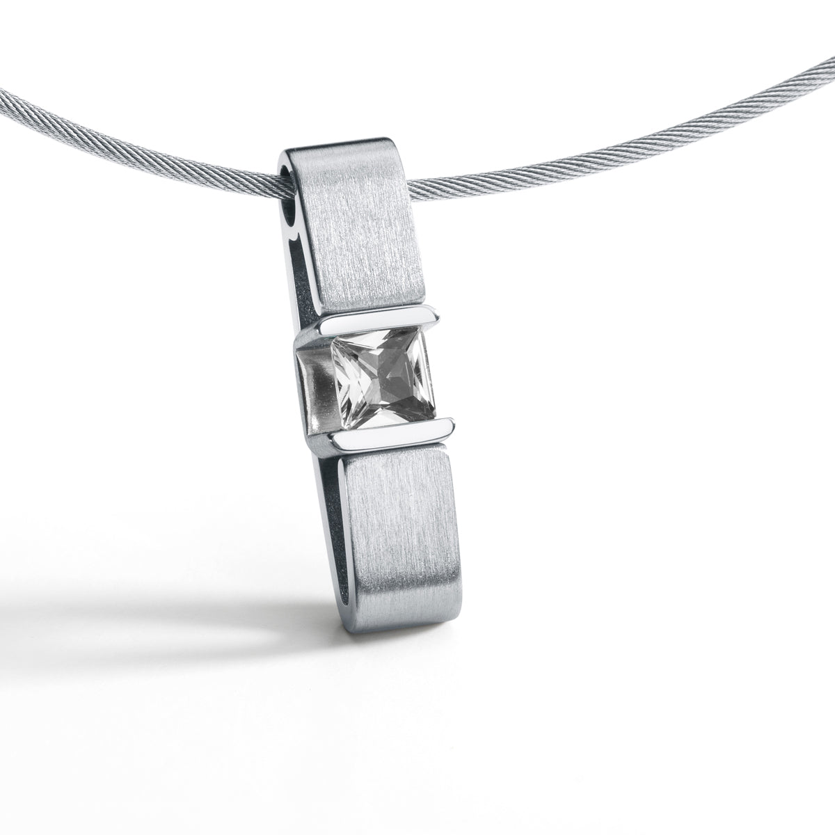 Farbedelsteinanhänger CUBE+ Edelstahl ohne Collier