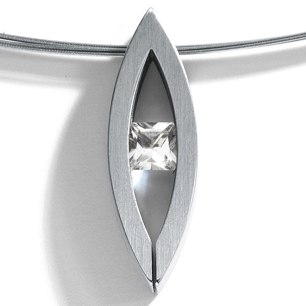 Farbedelsteinanhänger NAVETTE Edelstahl 25 MM ohne Collier