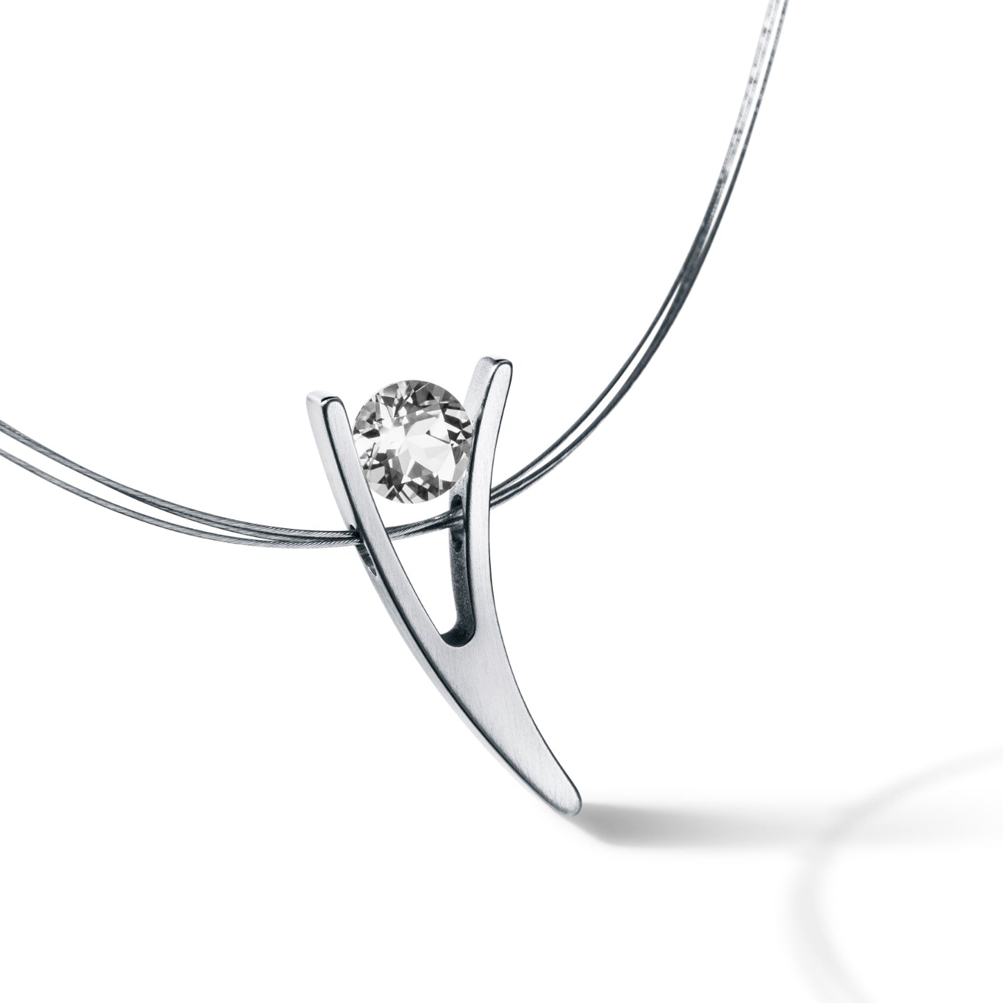 Farbedelsteinanhänger V-STYLE, Edelstahl ohne Collier