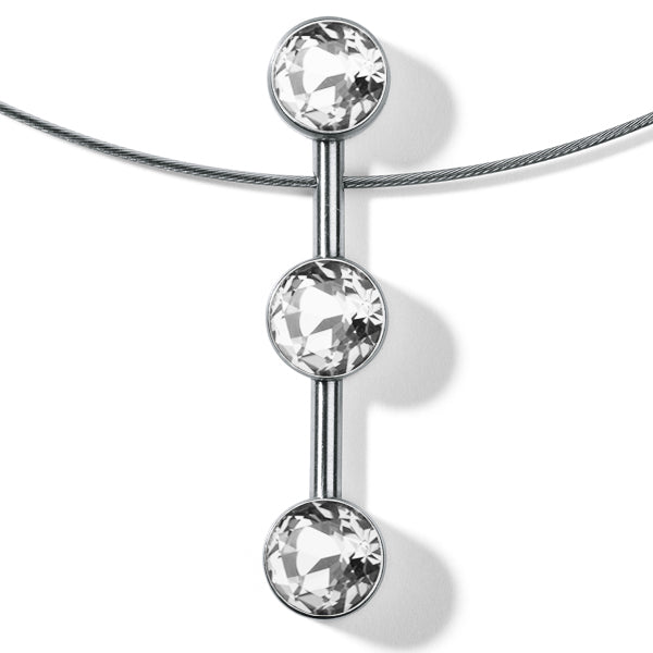 Farbedelsteincollier LINEAR mit 3 Farbedelsteinen auf Edelstahlseil mit Druckknopfschließe