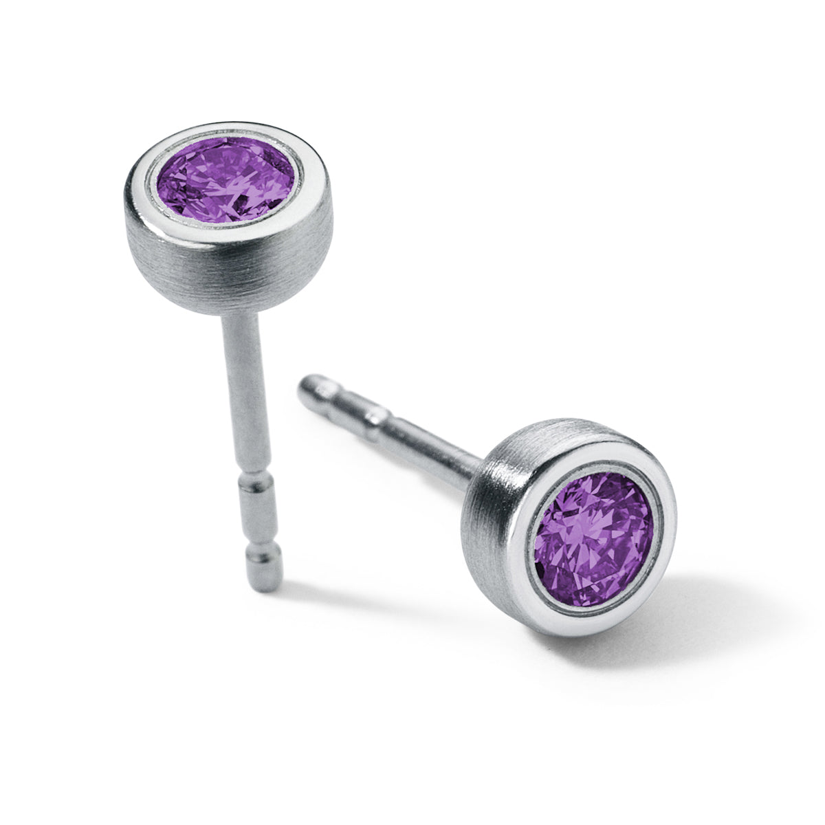 Farbedelsteinohrstecker mit 3 mm Farbedelsteinen, RUND, Edelstahl mit Humphrey Ohrpatent