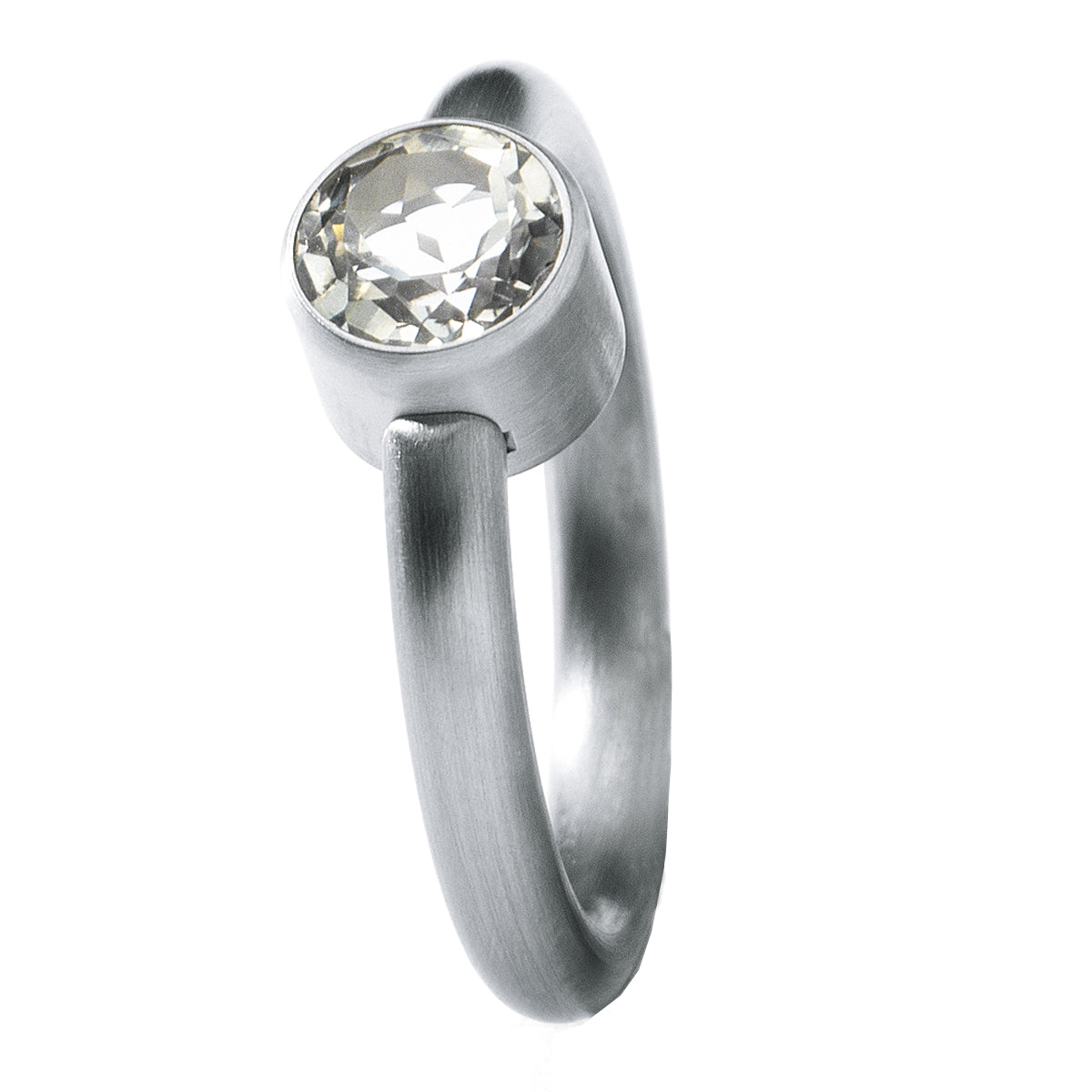 Farbedelsteinring mit 7 mm Farbedelstein, RAINBOW, Rundprofil, Ringbreite 3 mm, Edelstahl