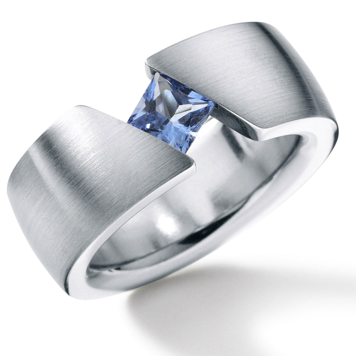 Farbsteinring CLASSIC, 9,0 mm, schräg, Edelstahl