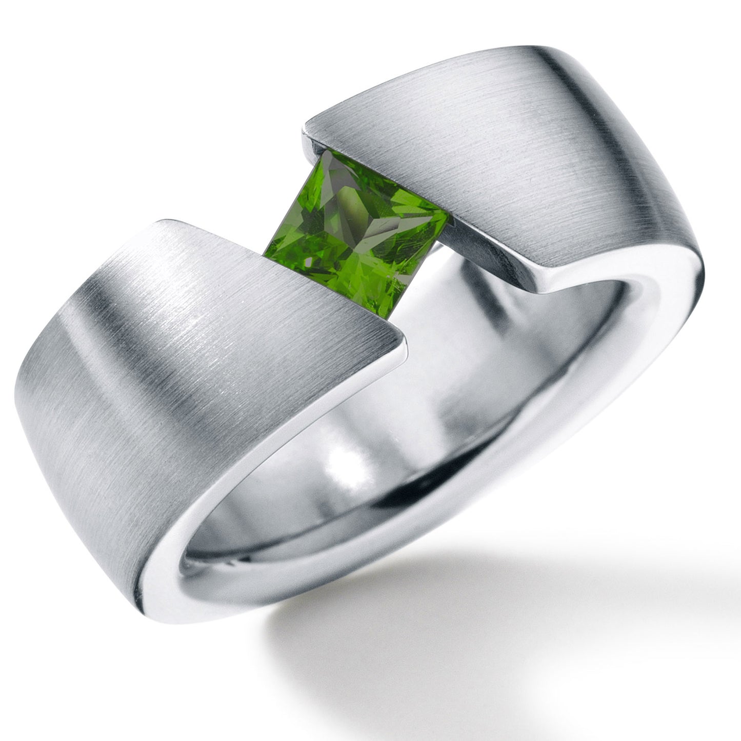 Farbsteinring CLASSIC, 9,0 mm, schräg, Edelstahl