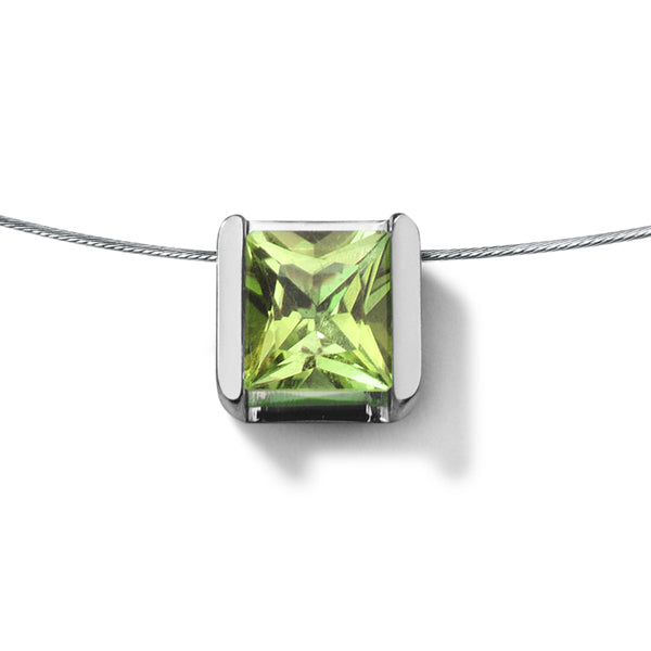 Farbedelsteincollier CUBE 4, Edelstahl auf Ankerkette oder Seil