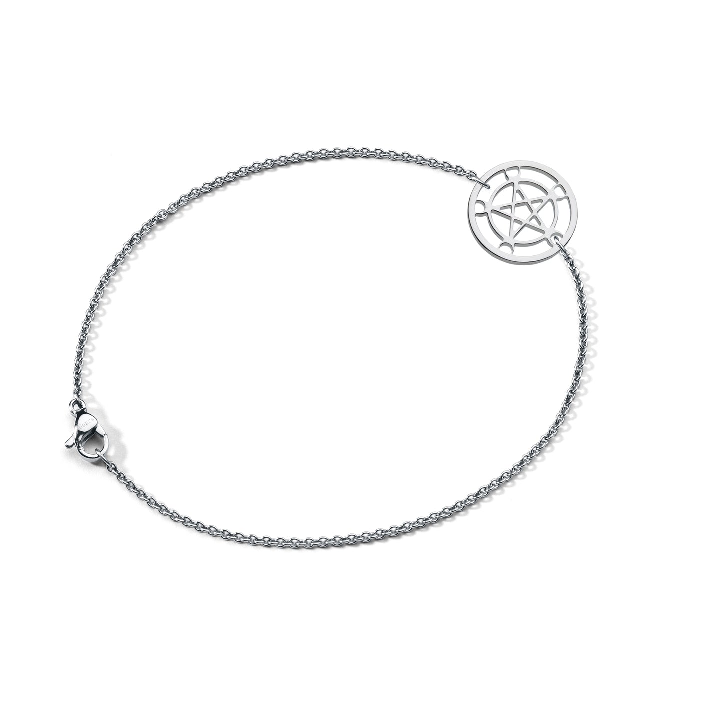 FORTUNA Armband - Pentakel des Mondes, Edelstahl, mit elastischem Textilband zum problemlosen an- und ausziehen