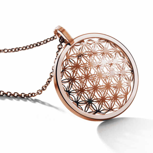 FORTUNA - Lebensblume Collier, Edelstahl mit Ankerkette