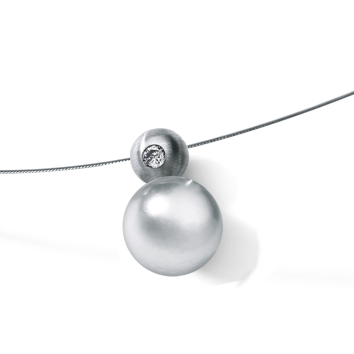 Perlanhänger mit Akoyaperle, Edelstahl ohne Collier