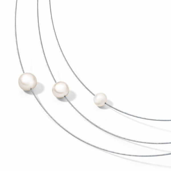 Perlcollier im Verlauf, Edelstahl mit Easyclasp