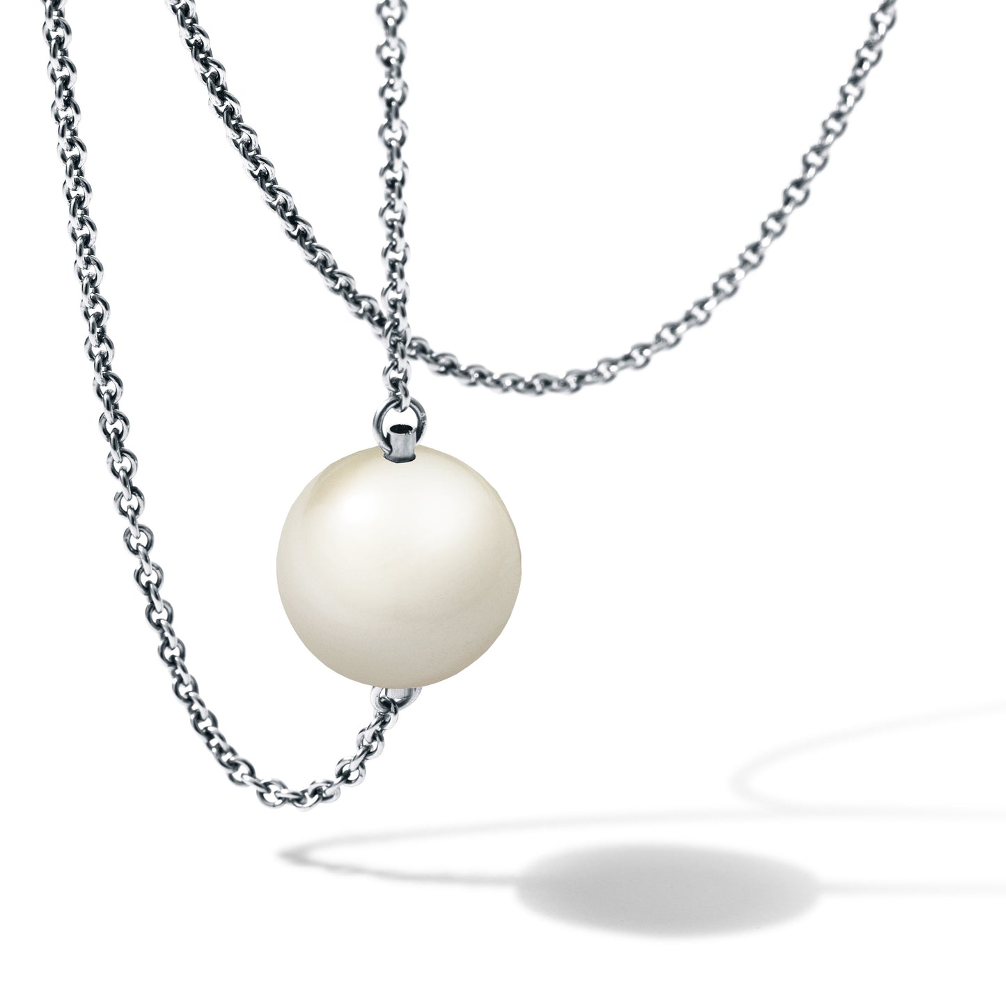 Perlcollier auf Ankerkette, Edelstahl