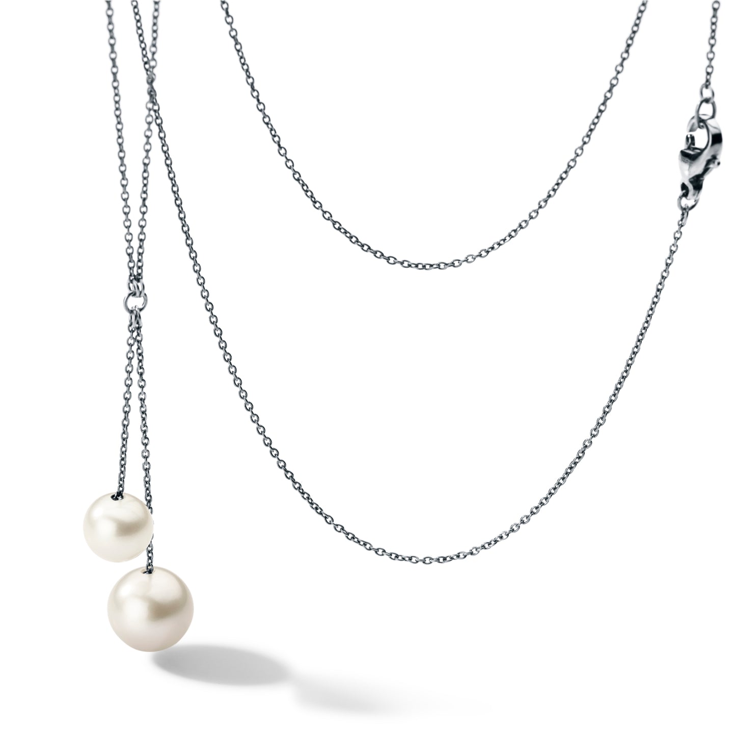 Perlcollier auf Ankerkette, Edelstahl