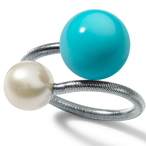 TWISTER Ring mit Perle und ..., Edelstahl