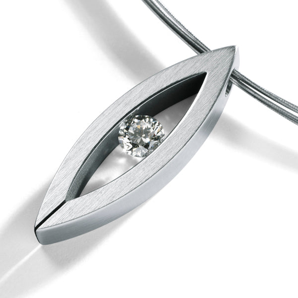 Diamantanhänger NAVETTE, Brillant bis 0,25 ct. TW-VS, Edelstahl