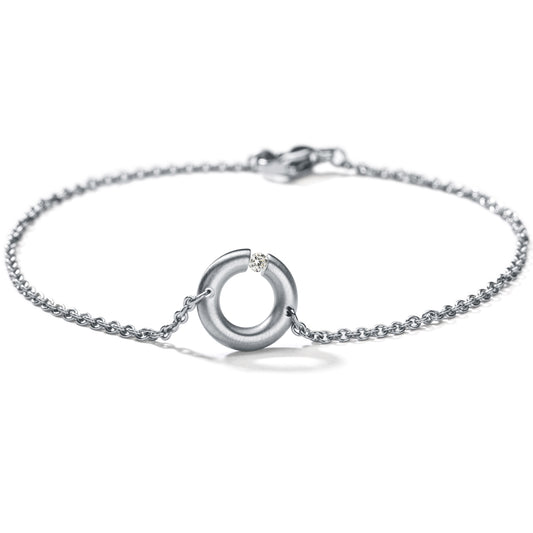 Diamantarmband mit Brillant 0,03 oder 0,06 ct. TW VS, R10, Edelstahl Ankerkette 1,5 mm