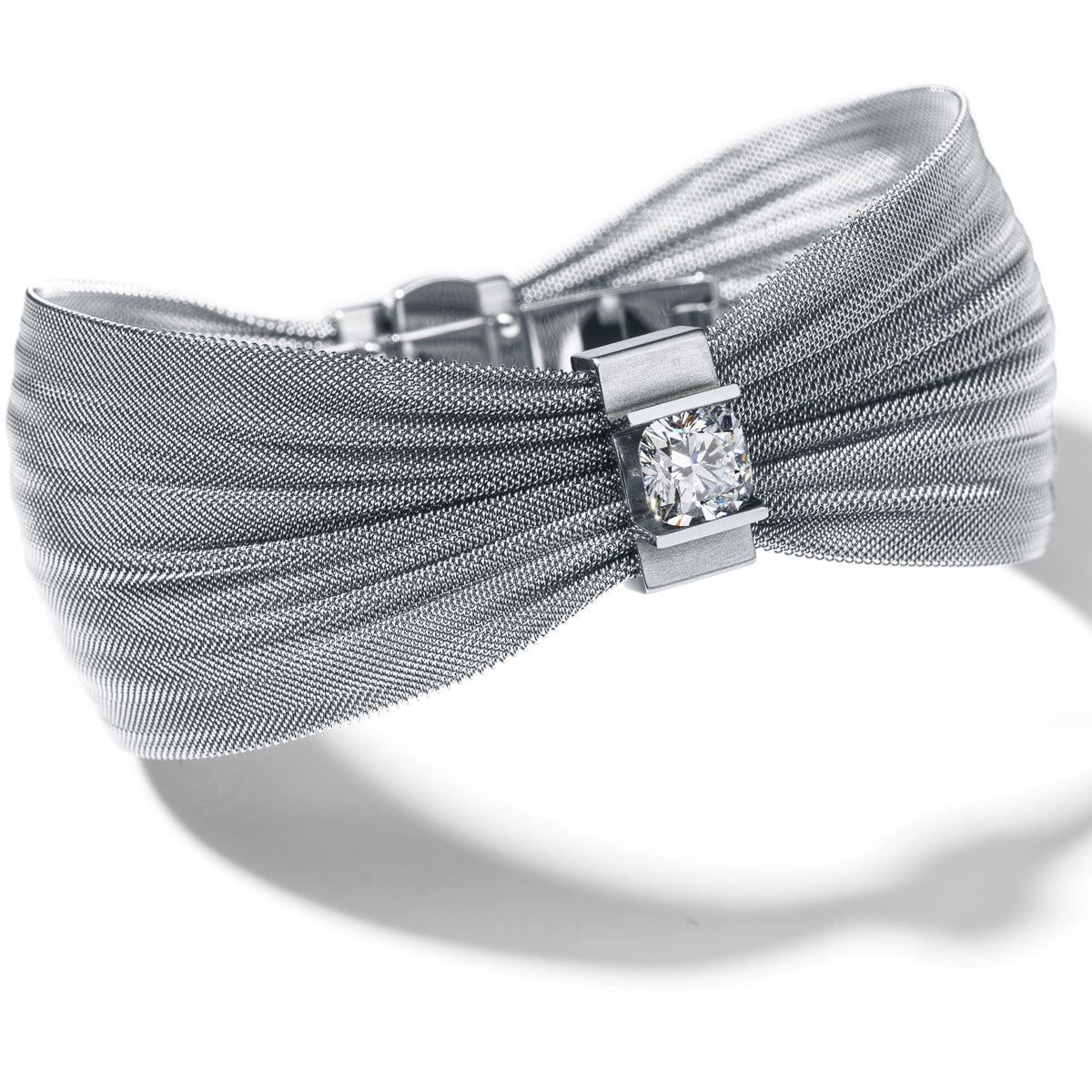Armband Milanese mit ONE Carat Lab diamond Cushion Cut
