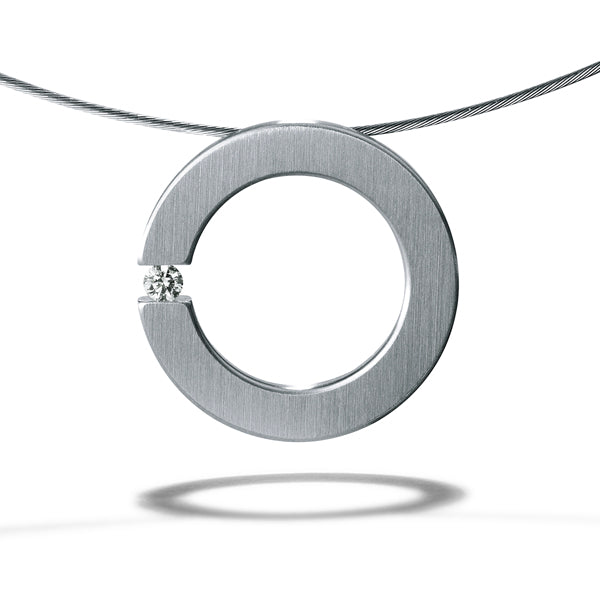 Diamantanhänger RUND 20 mm oben flach, Edelstahl