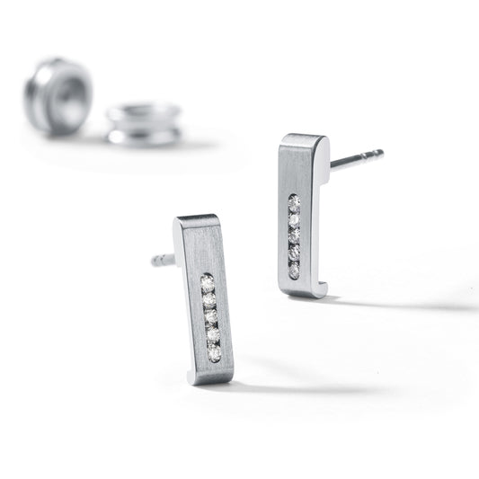 Diamantohrstecker mit 10 Brillanten TW VS (total 0,08 ct.), Delicious 3 x 12 mm Edelstahl