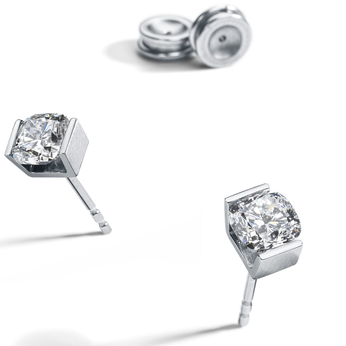 ONE Lab Diamond Ohrstecker Cushion Cut 2 x 0,7 ct, TW VS 2, Edelstahl (1 Paar) mit Humphrey Ohrpatent