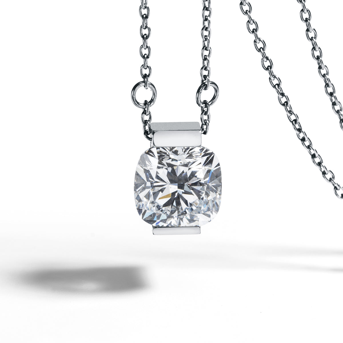ONE Lab Diamondcollier Cushion Cut, 1,5 ct. TW VS 2, Edelstahl mit Ankerkette 0,9 mm