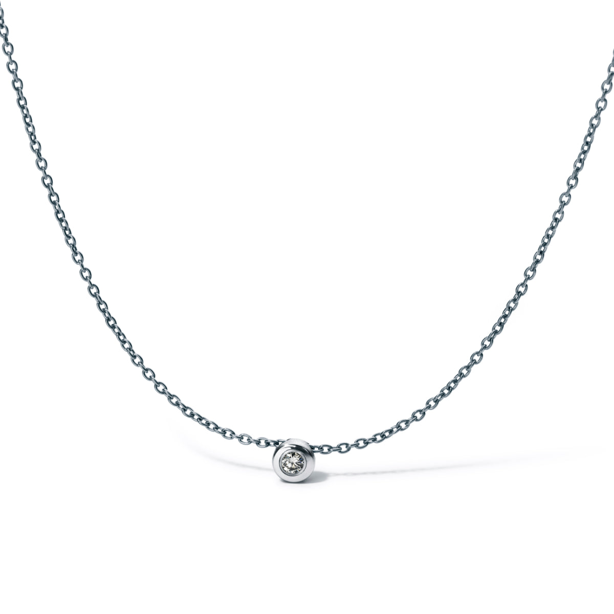 Diamantcollier Brillanten wahlweise bis 0,10 ct. TW VS, RUND, Edelstahl auf Ankerkette 0,9 mm