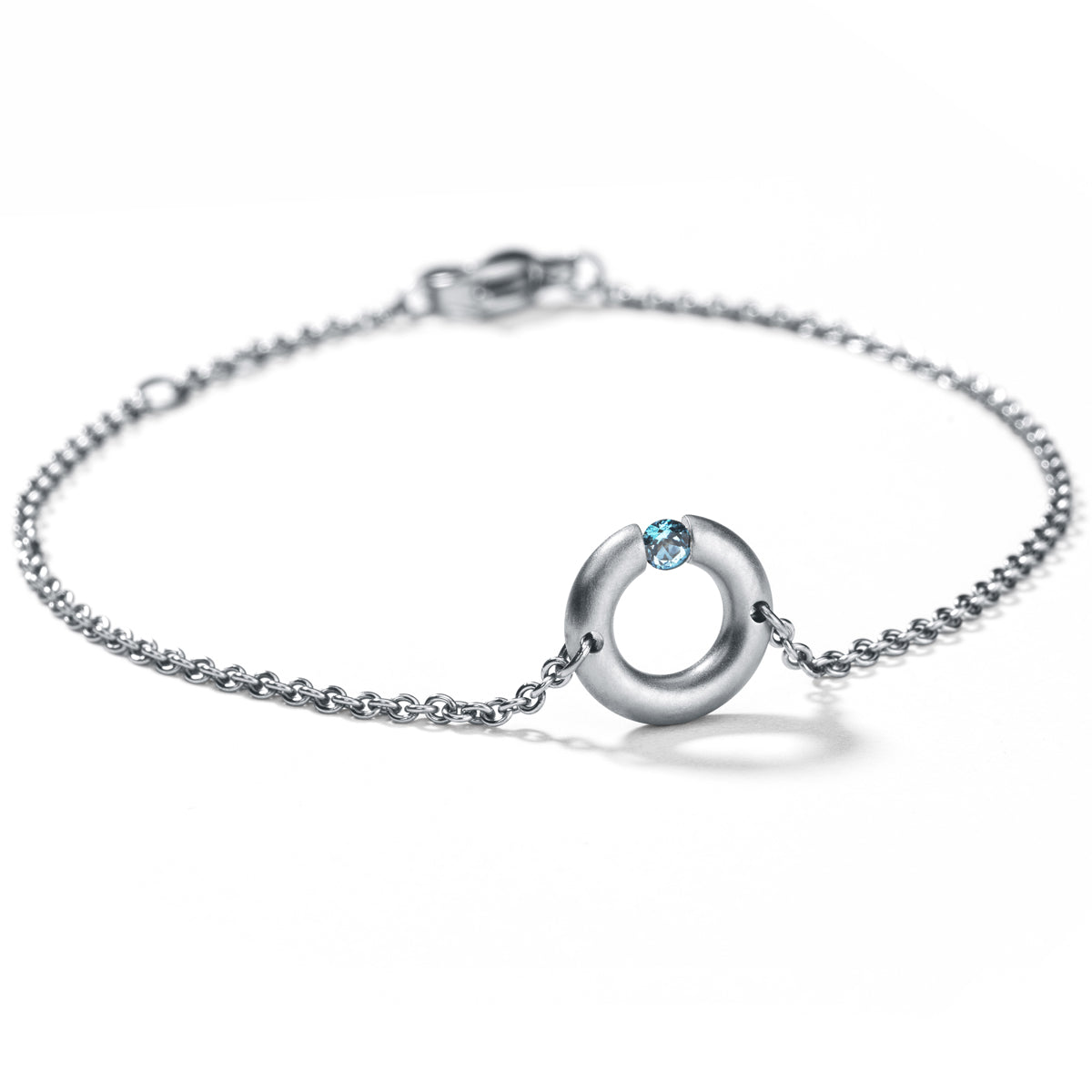 Farbsteinarmband mit Farbedelstein, R10, Edelstahl Ankerkette 1,5 mm