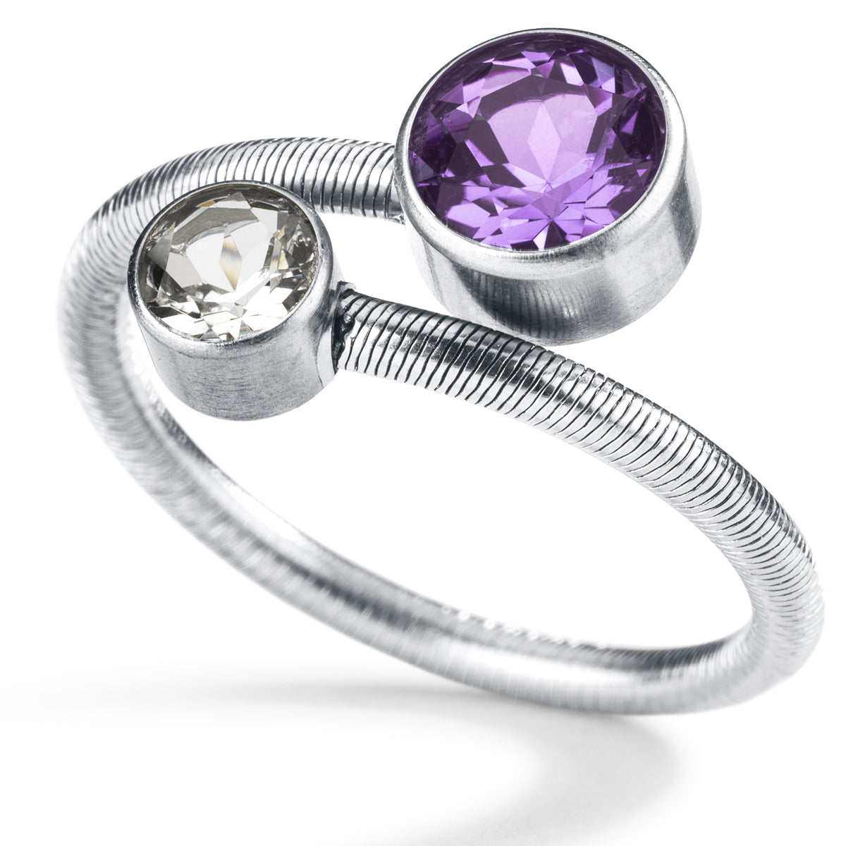 Farbsteinring TWISTER Edelstahl der sich dem Finger anpasst