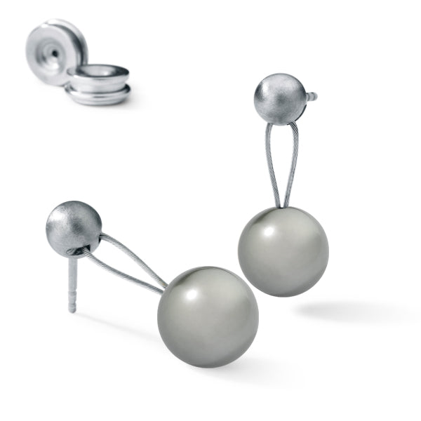 Perlohrstecker mit Perle(n) an Edelstahlseil